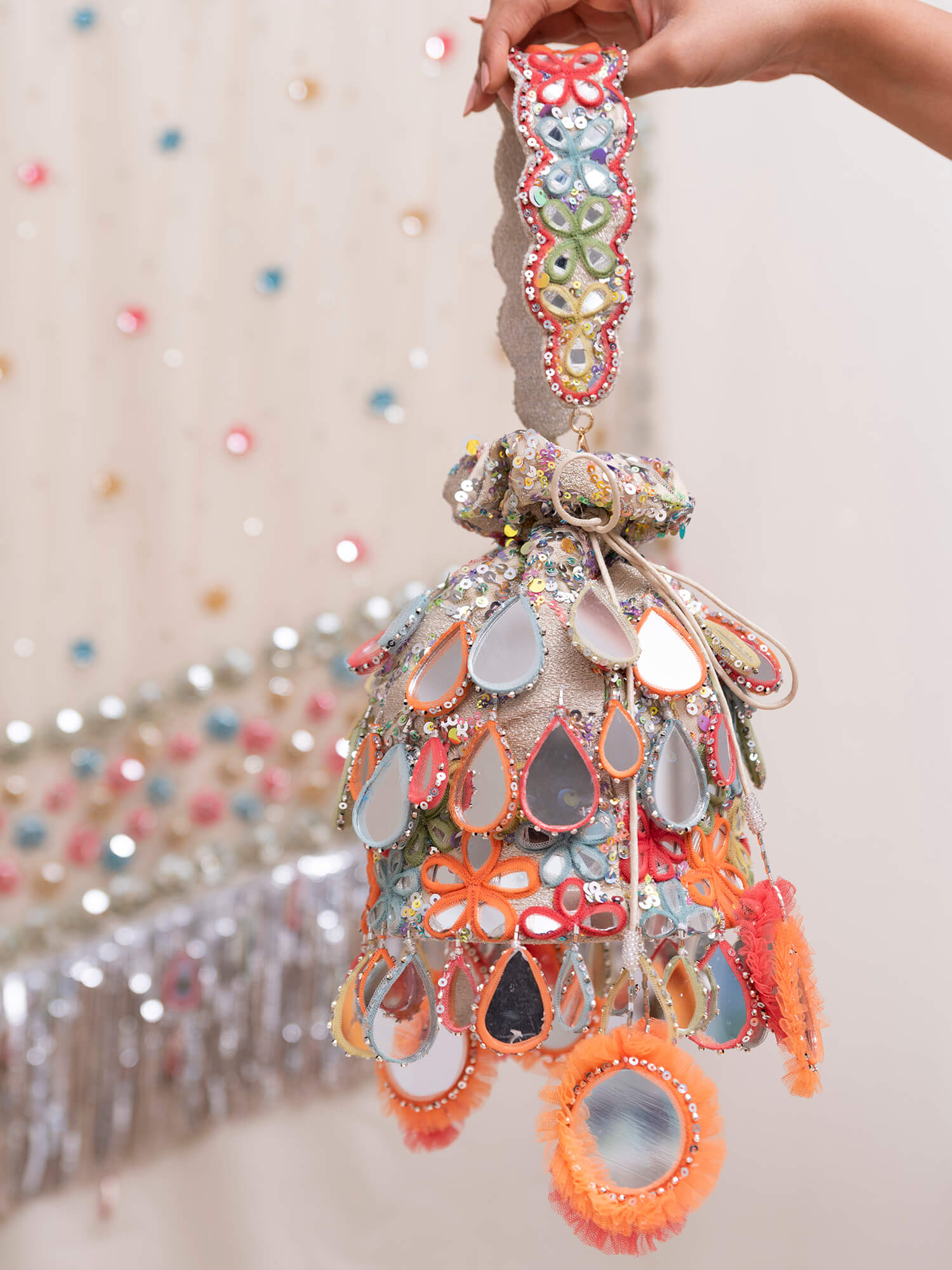 Dilbar Multi Coloured Wedding Potli Bag - Main Image