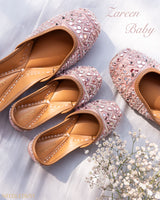 Dusty pink silk jutti online by Needledust